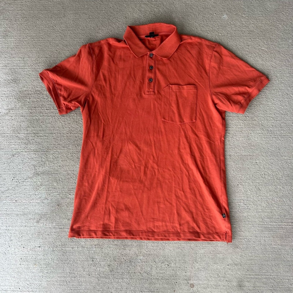 aether men's stretch polo shirt orange short sleeve performance size medium